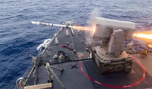 A missle launching from a ship