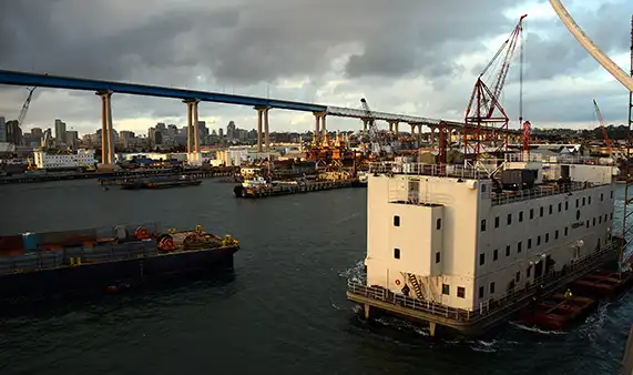 Ships in a shipyard.